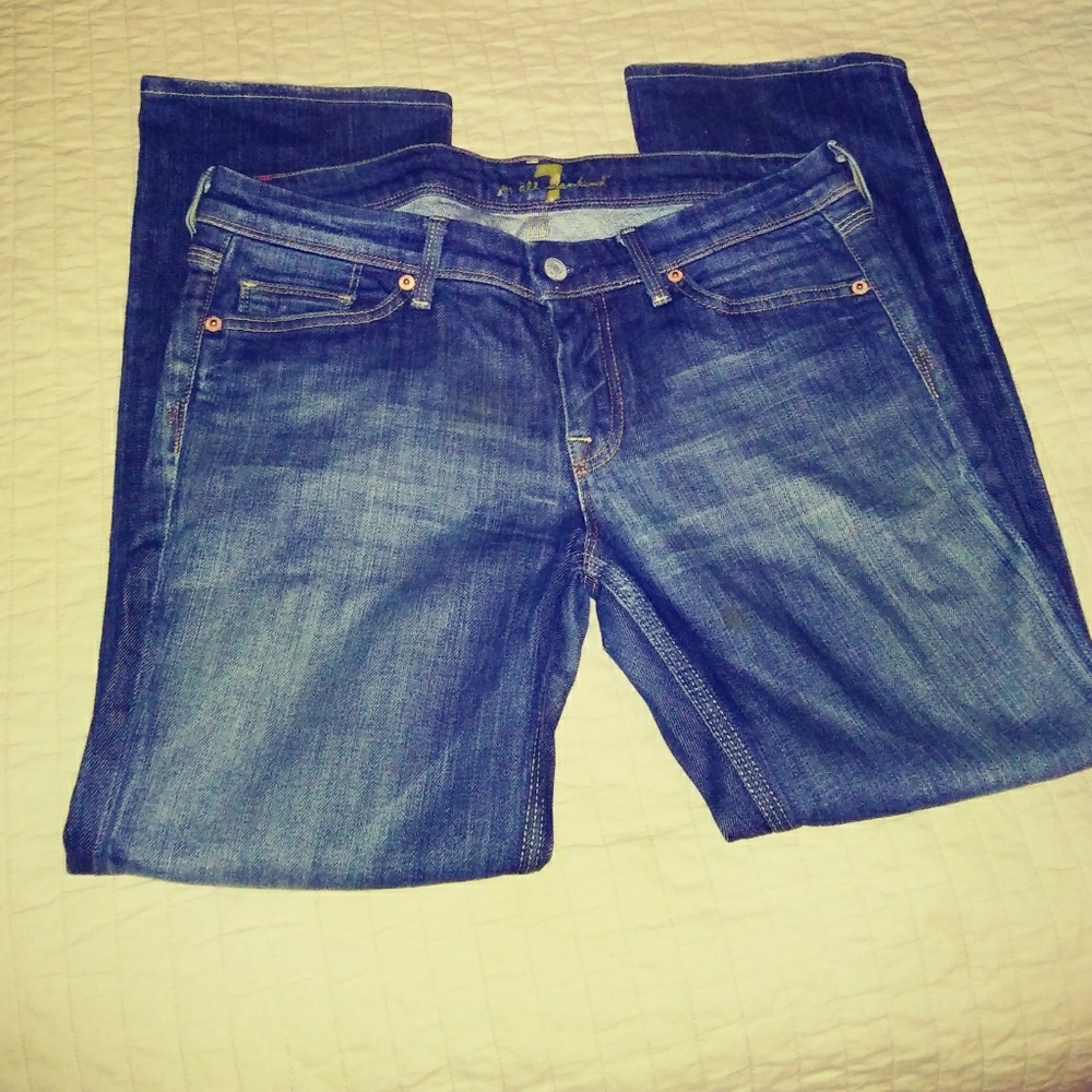 2pairs 7 for all mankind cropped jeans